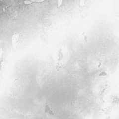 Silver with gray ink and watercolor texture on white paper background. Paint leaks and ombre effects. Hand painted abstract image. © artistmef