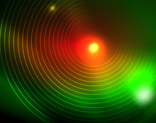 Neon circles abstract background