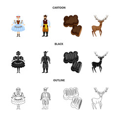 Obraz premium Vector illustration of traditional and tour sign. Set of traditional and landmarks vector icon for stock.