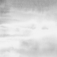 Silver with gray ink and watercolor texture on white paper background. Paint leaks and ombre effects. Hand painted abstract image.