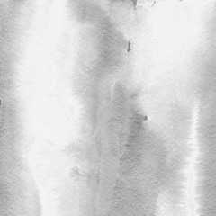 Silver with gray ink and watercolor texture on white paper background. Paint leaks and ombre effects. Hand painted abstract image.