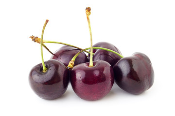fresh cherries ,red cherry  isolated on a white background