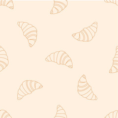 Bagel seamless pattern with icons. Style Outline. illustration on the theme of bakery products and bread baking. Vector background.