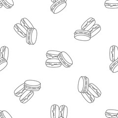 Makaron seamless pattern with icons. Style Outline. illustration on the theme of bakery products and bread baking. Vector background.