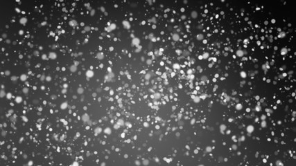 First falling snow texture on black background. with light glow effects.