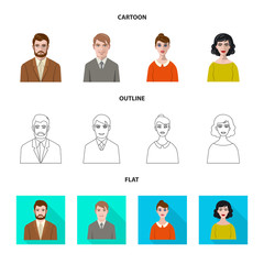 Vector design of hairstyle and profession  logo. Set of hairstyle and character  stock vector illustration.