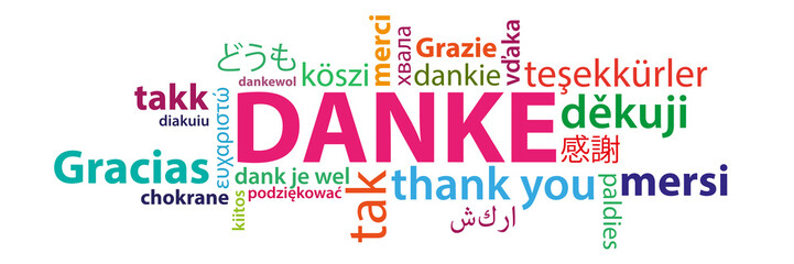 Danke auf verschiedenen Sprachen - multilingual Wortwolke bunt - 265311541