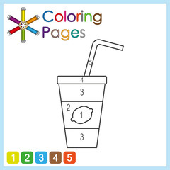 coloring page for kids, color the parts of the object according to numbers, color by numbers