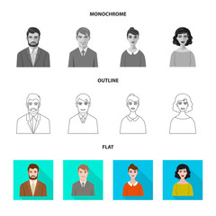 Vector design of hairstyle and profession  symbol. Collection of hairstyle and character  stock vector illustration.