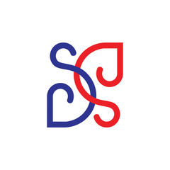 Fototapeta premium letters sd linked curves line loop design logo