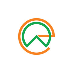 letters ew simple circle linked line logo vector