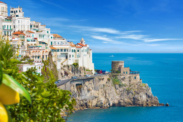 Fototapeta na wymiar Beautiful seaside city Amalfi in province of Salerno, Campania, Italy