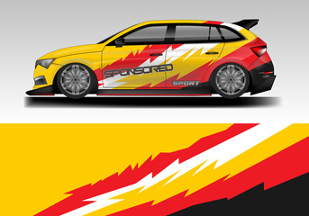Fototapeta premium Van decal cargo and car wrap vector, truck, bus, racing, service car, auto designs . Graphic abstract background livery .
