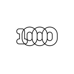 Obraz premium One thousand, mono line. Four rounded figures.