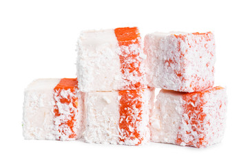 Tasty Turkish delight isolated on white