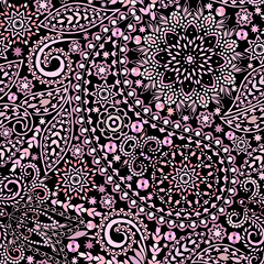 Seamless colorful pattern with paisley. Traditional  ethnic ornament. Vector print. Use for wallpaper, pattern fills,textile design.