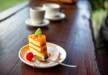 Coffee cup and bakery in the morning