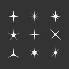 Sparkle, star icon set. Vector illustration, flat design.