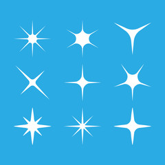 Sparkle, star icon set. Vector illustration, flat design.