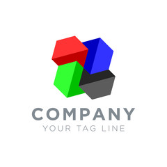 the hexagon logo is circular into 4 parts