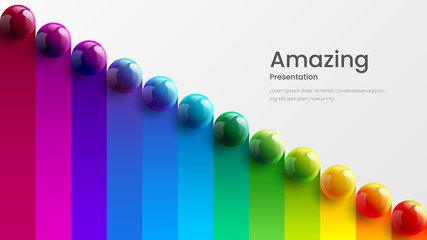 Amazing abstract vector 3D colorful balls illustration template for poster, flyer, magazine, journal, brochure, book cover. Corporate web site landing page minimal background and banner design layout.