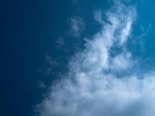 Blue sky with white clouds. Clear evening time view background