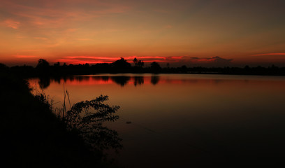 The sun is below the horizon in the evening	