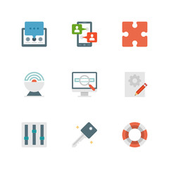 Flat design icons vector business symbols for website and promotion banners.