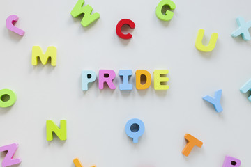 Pride inscription of small letters