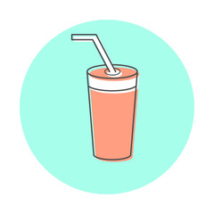 Glass with straw icon. Line logo style, website design element