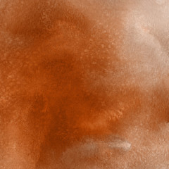 Fototapeta premium Orange with brown ink and watercolor textures on white paper background. Paint leaks and ombre effects. Hand painted abstract image.