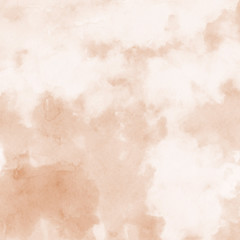 Orange with brown ink and watercolor textures on white paper background. Paint leaks and ombre effects. Hand painted abstract image.