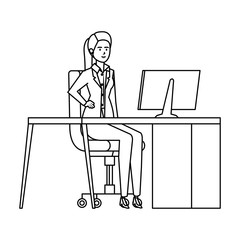 elegant businesswoman in the workplace