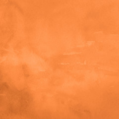 Orange with brown ink and watercolor textures on white paper background. Paint leaks and ombre effects. Hand painted abstract image.
