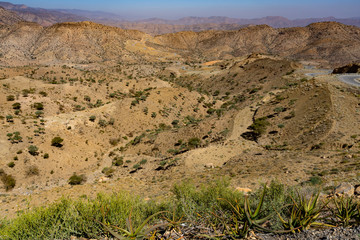 Road in the mountains near Berhale in the Danakil depression in Ethiopia, Africa.