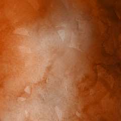 Orange with brown ink and watercolor textures on white paper background. Paint leaks and ombre effects. Hand painted abstract image.