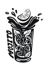 alcohol cocktail Mojito in glass. Vector illustration
