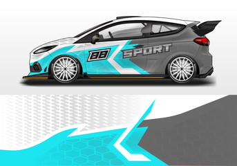 Car wrap decal design vector. Graphic abstract background kit designs for vehicle, race car, rally, livery 