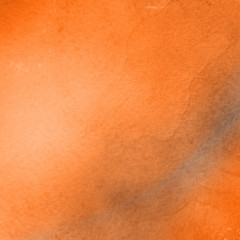 Orange with brown ink and watercolor textures on white paper background. Paint leaks and ombre effects. Hand painted abstract image.