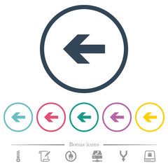 Left arrow flat color icons in round outlines