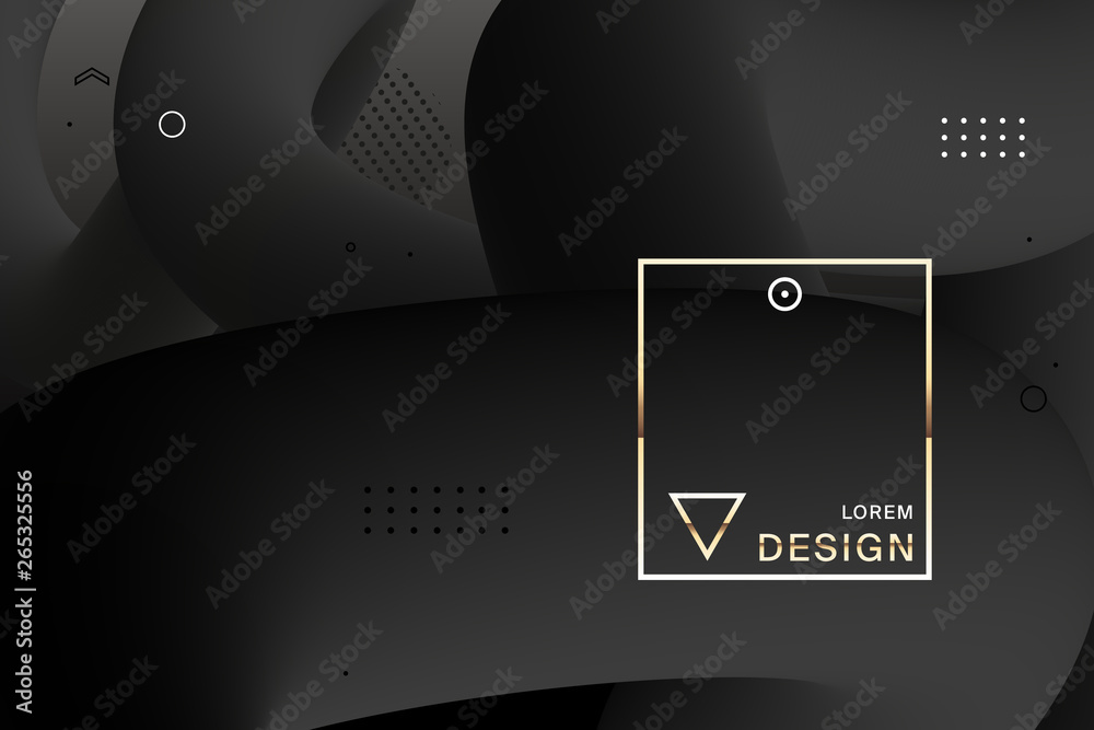 Wall mural abstract black design gradient geometric colorful wavy minimal background. abstract fluid forms. tre