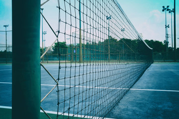 Close up Net in Tennis Court.