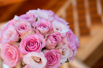 Wedding bouquet. Wedding day. Wedding decorations. Happy newlyweds.
