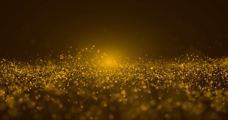Abstract Gold Particle and gold bokeh background