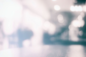 White Blurred Bokeh of Coffee Shop Background.