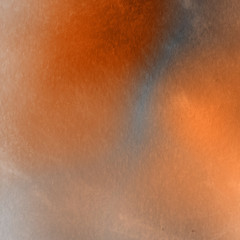 Orange with brown ink and watercolor textures on white paper background. Paint leaks and ombre effects. Hand painted abstract image.