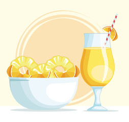 smoothie with pineapple and orange bowl