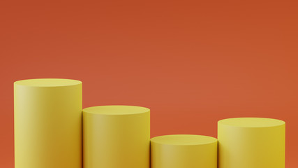 Empty steps cylinder podium on empty background. 3D rendering.