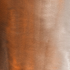 Orange with brown ink and watercolor textures on white paper background. Paint leaks and ombre effects. Hand painted abstract image.