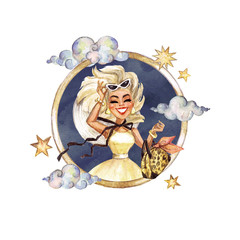 Leo - Zodiac Symbol. Watercolor Illustration.